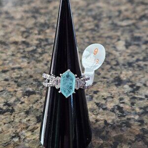 Bomb Party RBP8208 “It’s Got To Be Glam” Aquamarine Fused with Quartz Sz 6